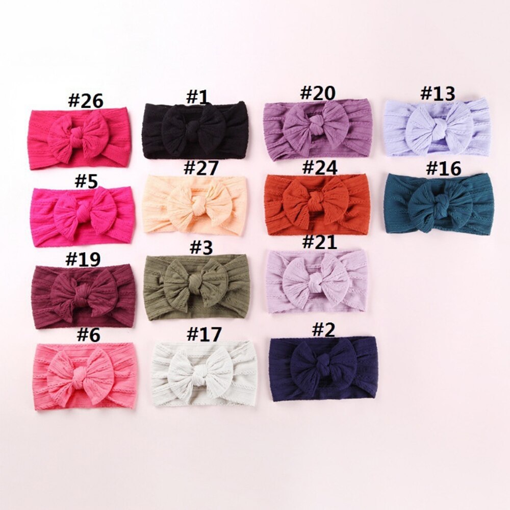 32 Colors Cable Bow Baby Headband for Child Bowknot Headwear Cables Turban for Kids Elastic Headwrap Baby Hair Accessories