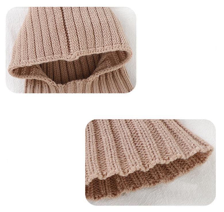 Autumn Winter New Newborn Baby Knitting Warm Scarf Cap Boy Girl Infant Solid Fashion Pullover Hat Kid Windproof Earmuffs Caps