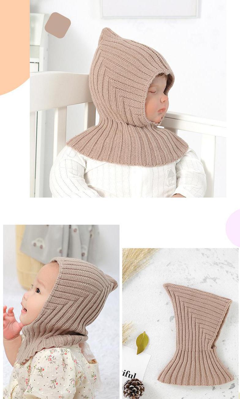 Autumn Winter New Newborn Baby Knitting Warm Scarf Cap Boy Girl Infant Solid Fashion Pullover Hat Kid Windproof Earmuffs Caps