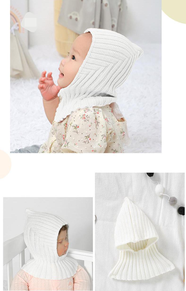 Autumn Winter New Newborn Baby Knitting Warm Scarf Cap Boy Girl Infant Solid Fashion Pullover Hat Kid Windproof Earmuffs Caps
