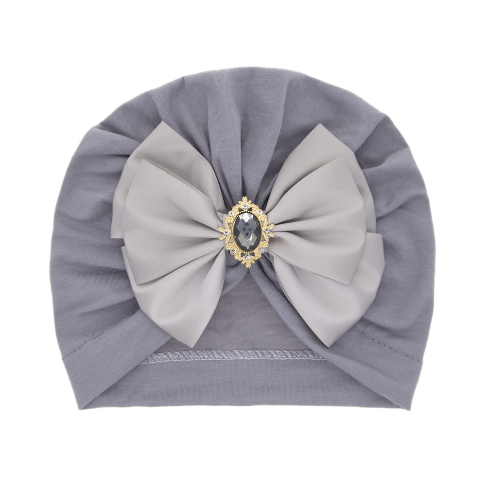 Cute Shining Rhinestone Bowknot Infant Indian Hat Soft Skin-friendly Cotton Baby Girl Caps Turban Fashion Handmade Bows Headwear