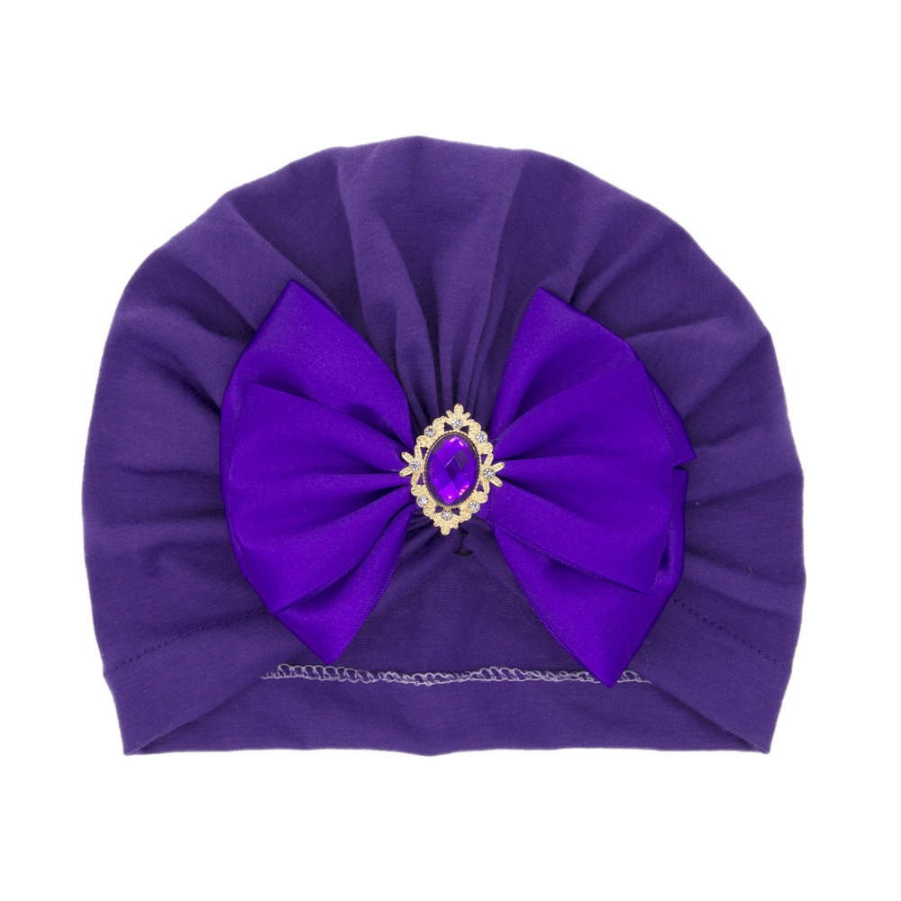 Cute Shining Rhinestone Bowknot Infant Indian Hat Soft Skin-friendly Cotton Baby Girl Caps Turban Fashion Handmade Bows Headwear