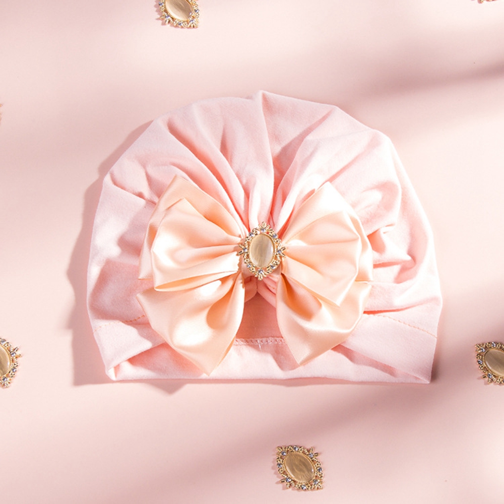 Cute Shining Rhinestone Bowknot Infant Indian Hat Soft Skin-friendly Cotton Baby Girl Caps Turban Fashion Handmade Bows Headwear