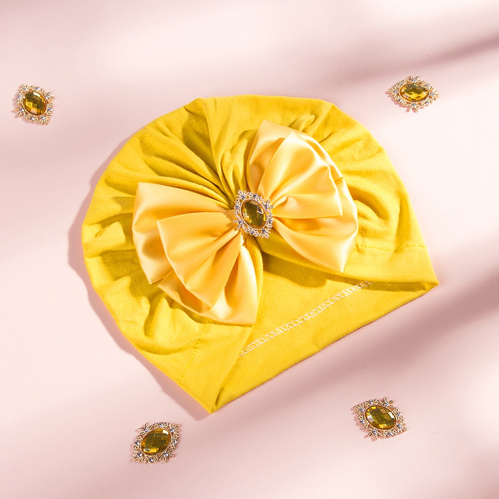 Cute Shining Rhinestone Bowknot Infant Indian Hat Soft Skin-friendly Cotton Baby Girl Caps Turban Fashion Handmade Bows Headwear